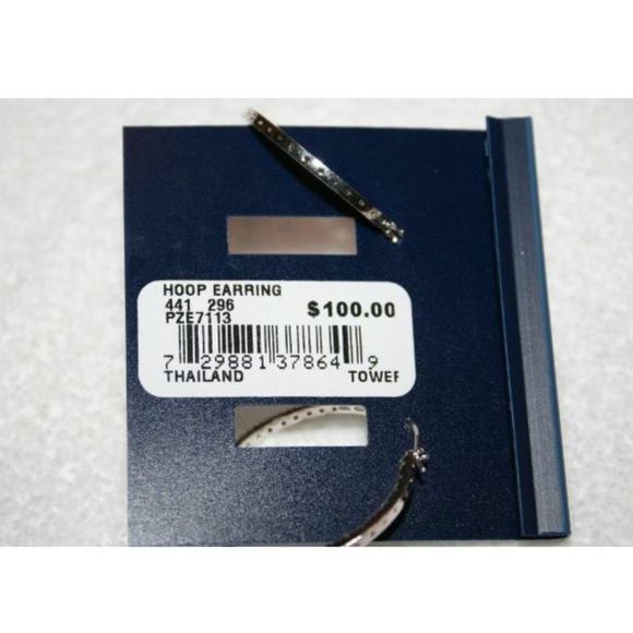 B Brilliant Sterling Silver 30MM Cubic Earrings - Picture 3 of 3